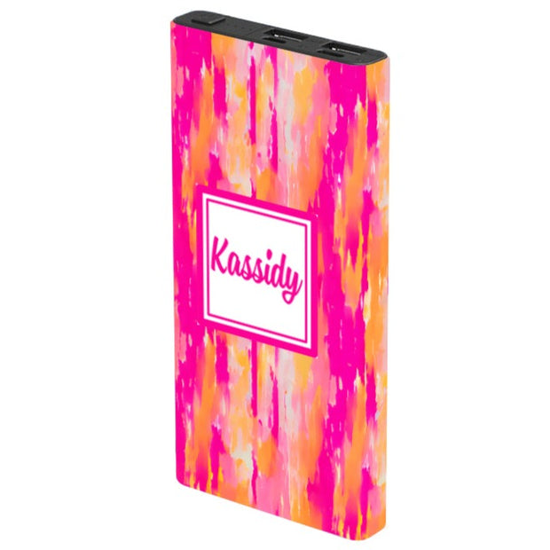 Monogram Spring Watercolor Power Bank - Classy Chargers