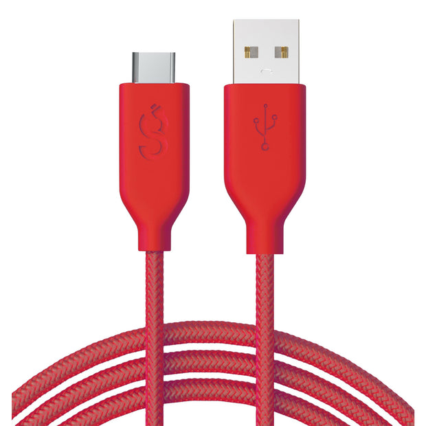 Type C Cable, Red Nylon - 6 FT