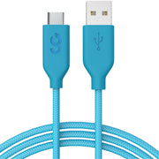 Type C Cable, Turquoise Blue Nylon - 6 FT