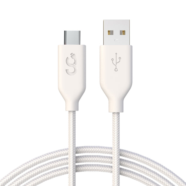 Type C Cable, White Nylon 6 FT - Classy Chargers