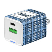 Monogram Whimsical Plaid Phone Charger