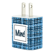 Monogram Whimsical Plaid Phone Charger