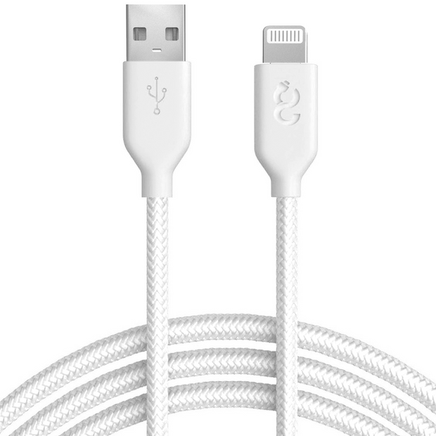 White Nylon Lightning Cable - Classy Chargers
