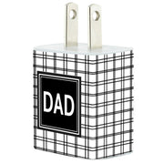 Monogram Black Plaid Phone Charger - Classy Chargers