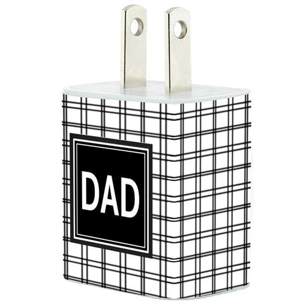 Monogram Black Plaid Phone Charger - Classy Chargers