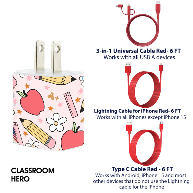 Classroom Hero Phone Charger Teacher Gift Set