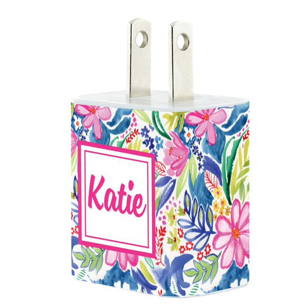 Ditsy Flowers Monogram Phone Charger