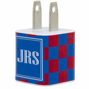 Monogram Red Royal Checkered Phone Charger - Classy Chargers