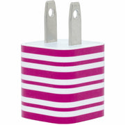 Hot Pink Narrow Stripe Phone Charger - Classy Chargers
