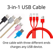3-in-1 USB Cable Color Options - Classy chargers 