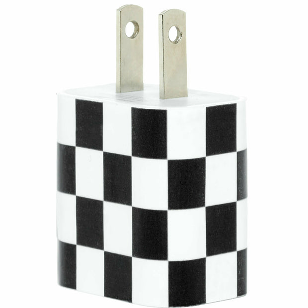 Black White Checkered Phone Charger - Classy Chargers