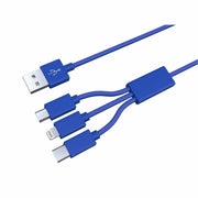 Blue 3-in-1 USB Cable 10 Foot - Classy Chargers