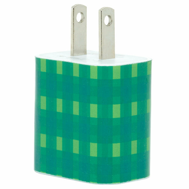 Green Plaid Phone Charger - Classy Chargers