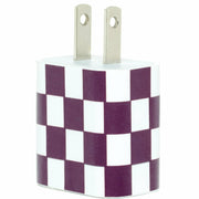 Maroon White Checkered Phone Charger