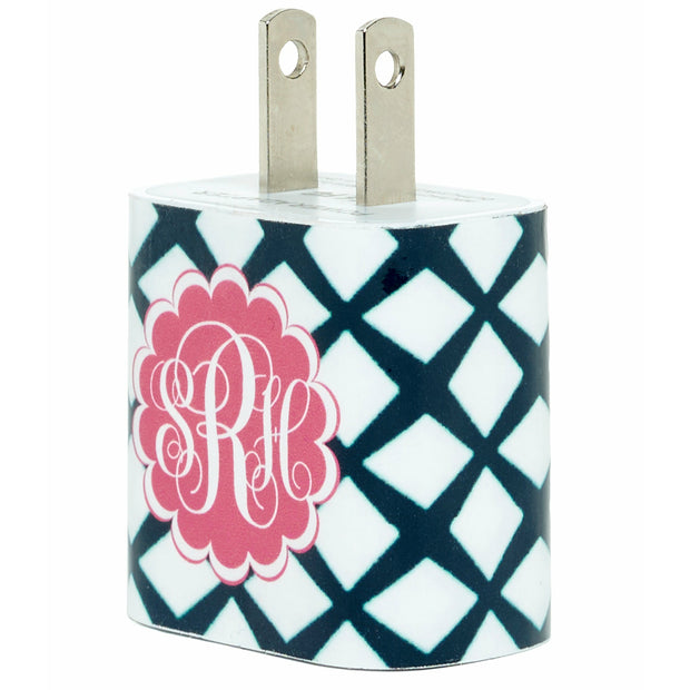 Monogram Black Lattice Phone Charger - Classy Chargers