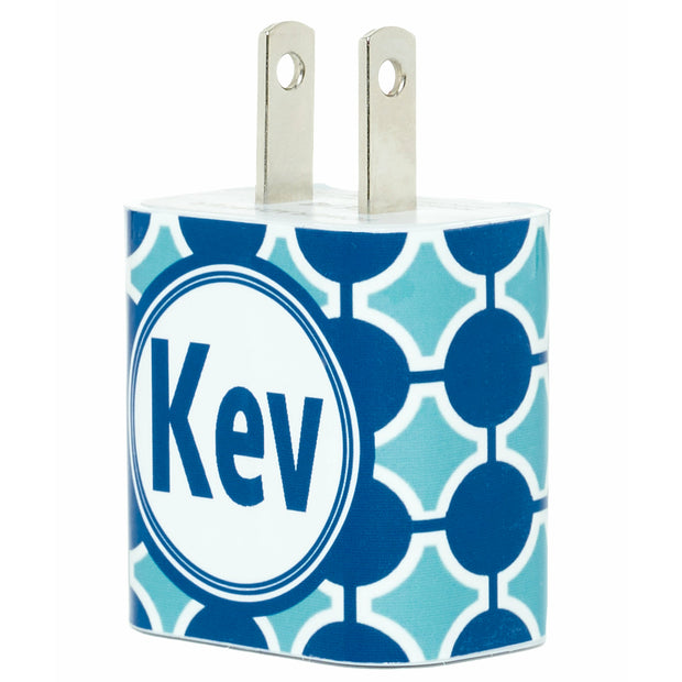 Monogram Blue Dot Phone Charger - Classy Chargers