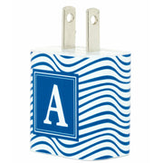 Monogram Blue Waves Phone Charger - Classy Chargers