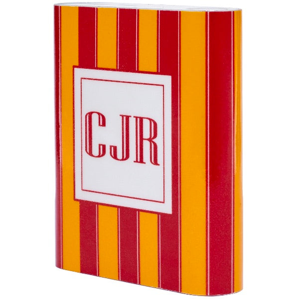 monogram crimson and gold stripe power bank - classy charger