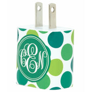 Monogram Green Dot Phone Charger - Classy Chargers