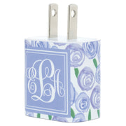 Monogram Lavender Floral Phone Charger - Classy Chargers
