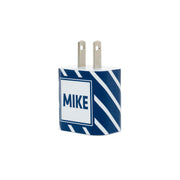 Monogram Navy Slanted Stripe Dual Charger - Classy Chargers