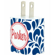 Monogram Navy Swirl Phone Charger - Classy Chargers