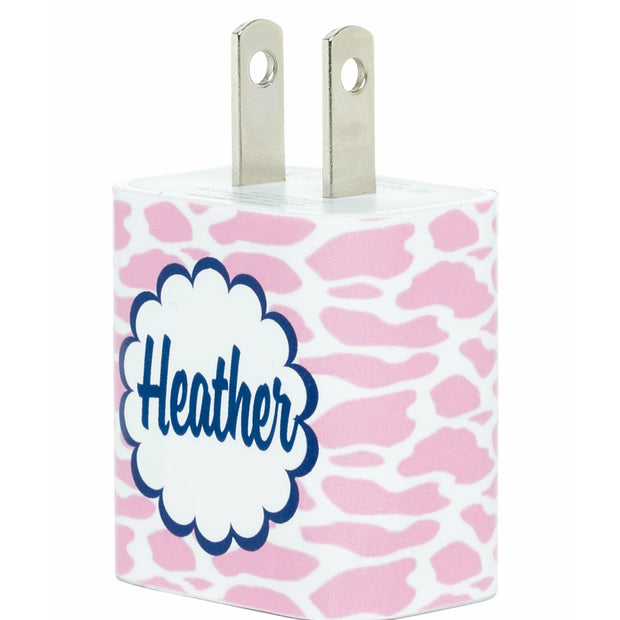 Monogram Pink Cow Phone Charger