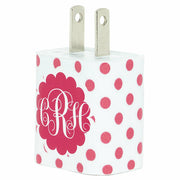 Monogram Pink Polka Dot Phone Charger - Classy Chargers