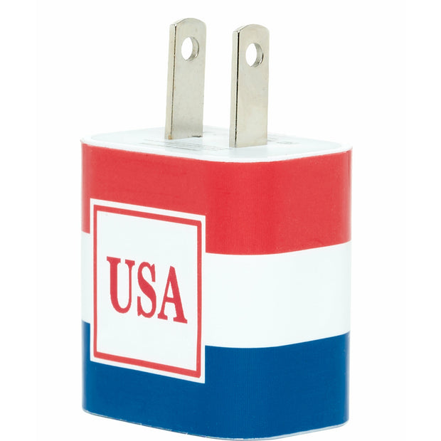 Monogram Red White Blue Phone Charger - Classy Chargers