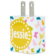 Monogram Spring Butterflies Phone Charger - Classy Chargers