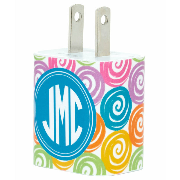 Monogram Spring Swirls Phone Charger - Classy Chargers