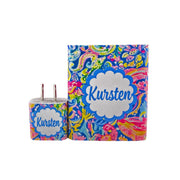 Monogram Summer Floral Swirl Dual Battery Set - Classy Chargers