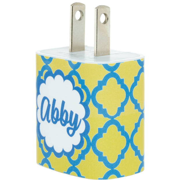 Monogram Yellow Lattice Phone Charger - Classy Chargers