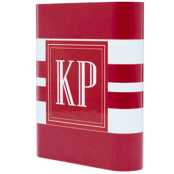 Monogram Red Wide Stripe Power Bank - Classy Chargers