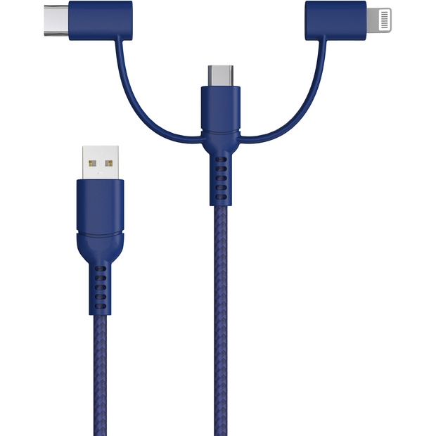 Stack-to-Charge 3-in-1 USB Cable - Navy