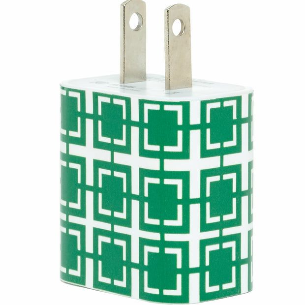 Green Squares Phone Charger - Classy Chargers