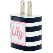 Monogram Black Stripe Phone Charger - Classy Charger