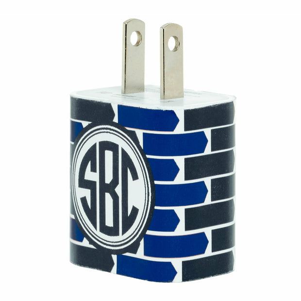 Monogram Blue Black Stacked Arrows Phone Charger - Classy Chargers
