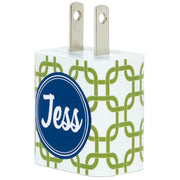 Monogram Green Chain Phone Charger - Classy Chargers