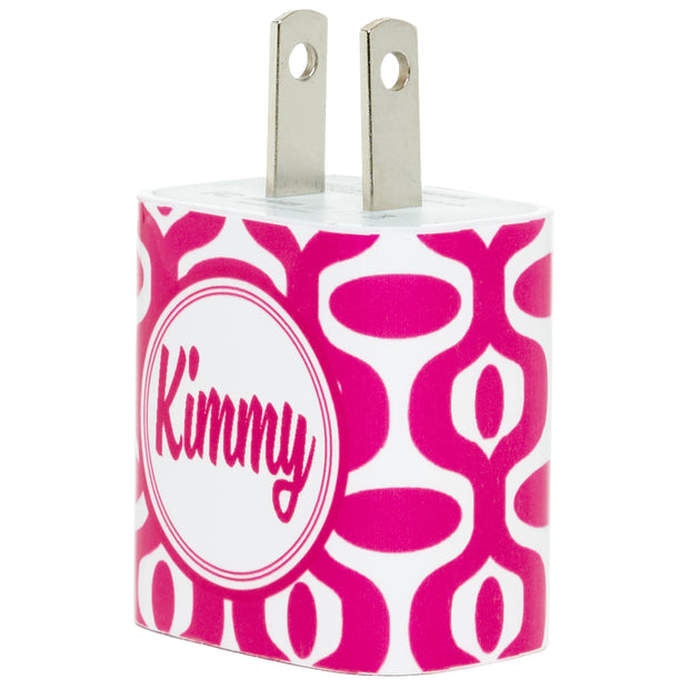 Monogram Hot Pink Bubble Phone Charger - Classy Chargers
