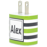 Monogram Black Stripe Phone Charger - Classy Chargers