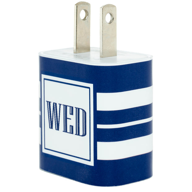 Monogram Navy Wide Stripe Phone Charger - Classy Chargers