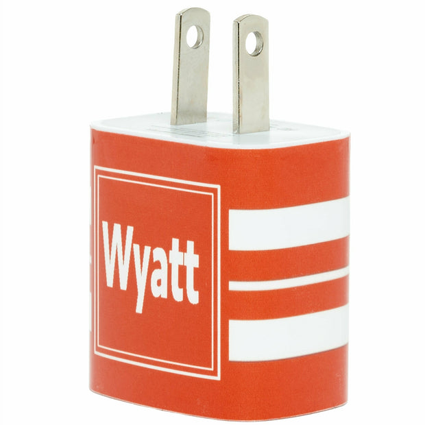 Monogram Orange Wide Stripe Phone Charger - Classy Chargers