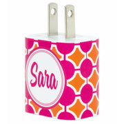 Monogram Pink Dots Phone Charger - Classy Chargers