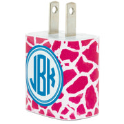monogram-pink-giraffe-Phone Charger - Classy Chargers