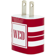 Monogram Red Wide Stripe Phone Charger - Classy Chargers
