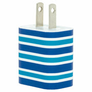 Ocean Blue Stripe Phone Charger - Classy Chargers