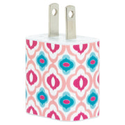 Pink Blue Quatrefoil Phone Charger - Classy Chargers