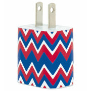 Red Blue Jagged Chevron Phone Charger - Classy Chargers