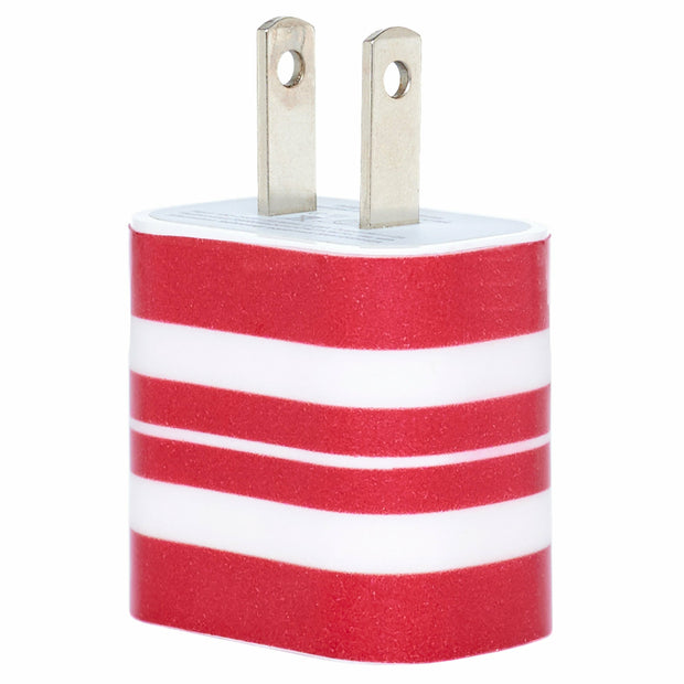 Red Wide Stripe Phone Charger - Classy Chargers